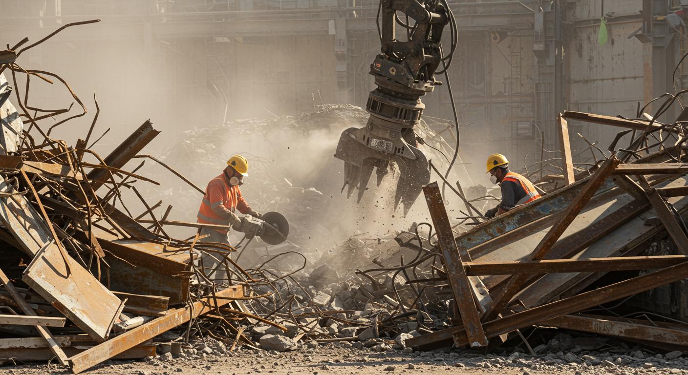 Профессиональный демонтаж металлолома на строительной площадке Демонтаж металлолома на строительной площадке