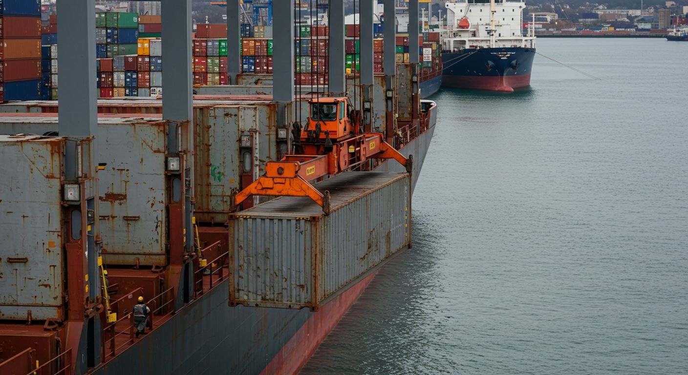 Погрузка металлических контейнеров для вывоза Вывоз металлических контейнеров