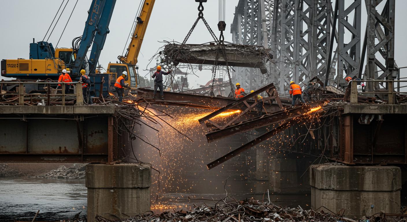 Демонтаж металлолома на мостах