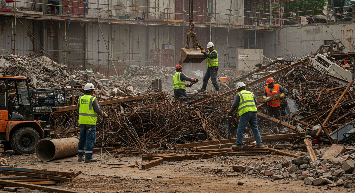 Профессиональный демонтаж стального металлолома на строительных объектах Демонтаж стального металлолома на стройке