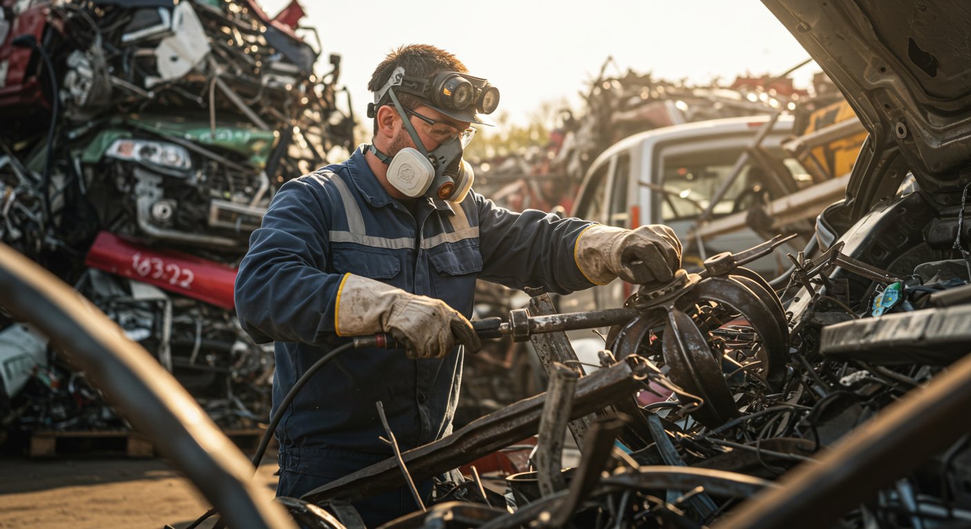 Демонтаж стального металлолома с автотранспорта