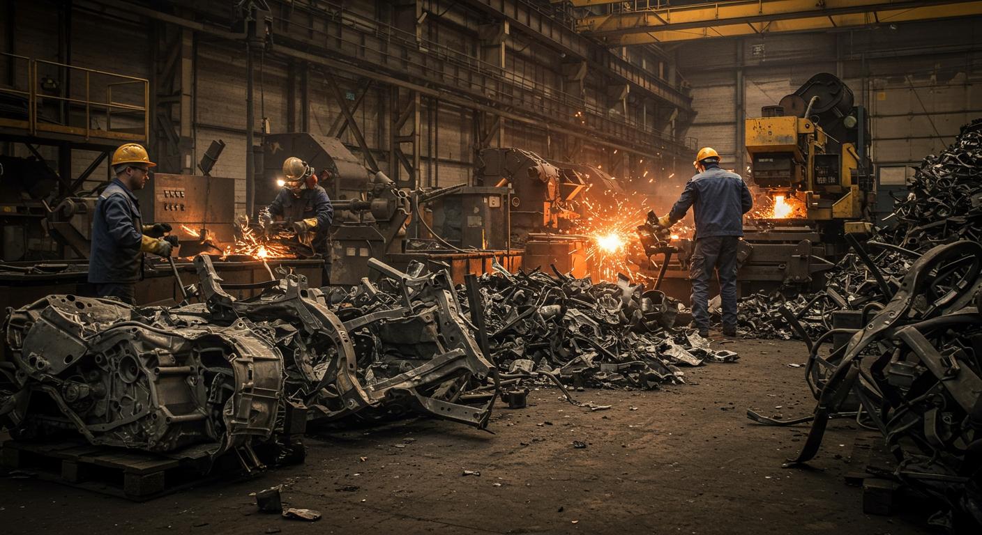 Профессиональный демонтаж металлических конструкций на заводе по производству деталей Демонтаж металлолома на заводе по производству деталей