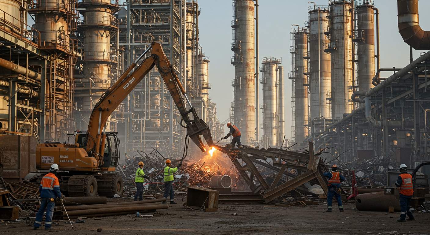 Профессиональный демонтаж металлолома на нефтехимических объектах Демонтаж металлолома на нефтехимическом заводе
