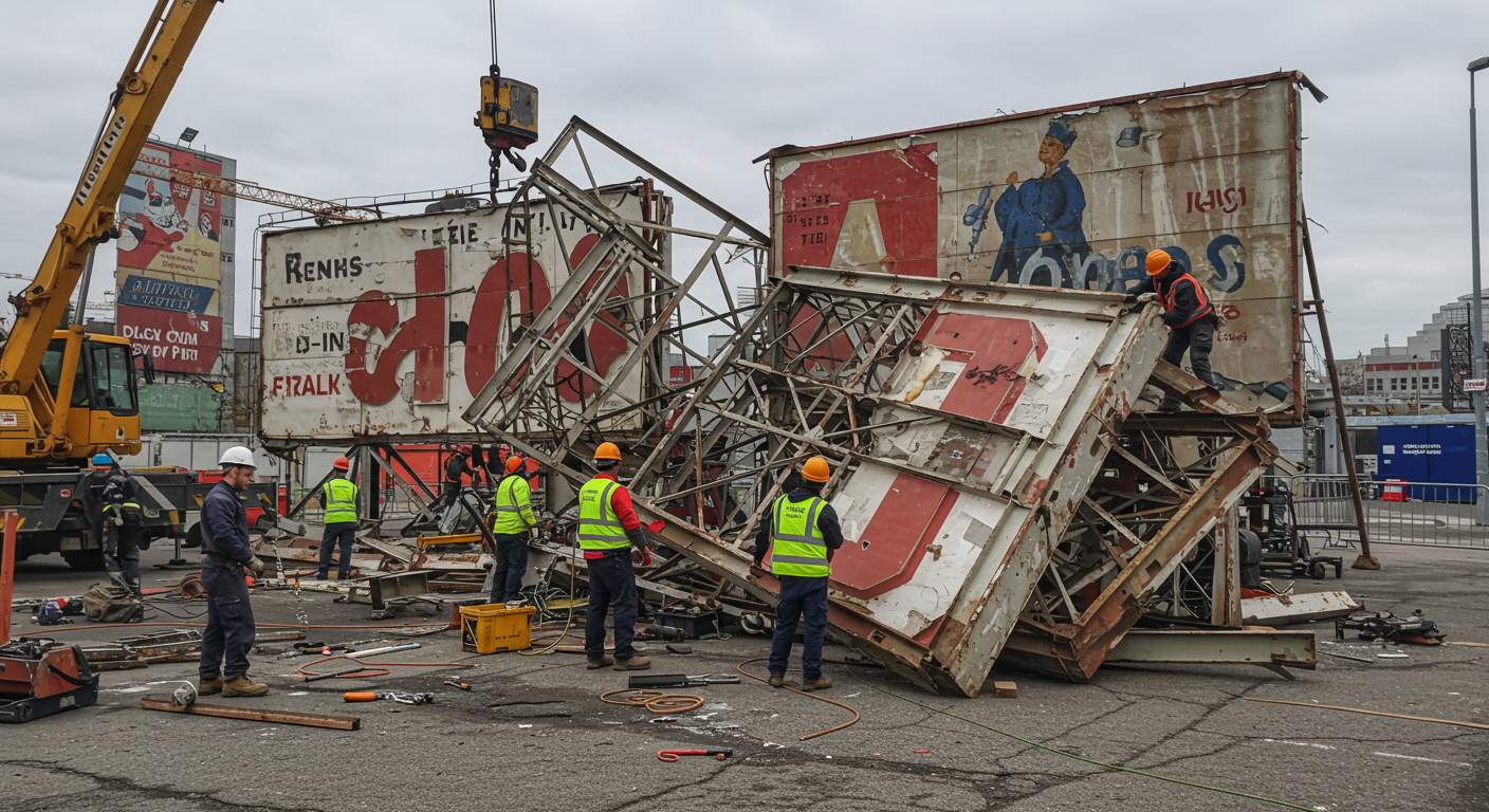 Демонтаж металлических рекламных конструкций
