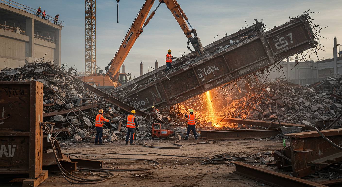 Демонтаж крупногабаритного металлолома на строительных объектах