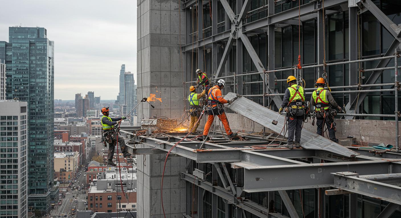 Демонтаж металлоконструкций на высотных зданиях