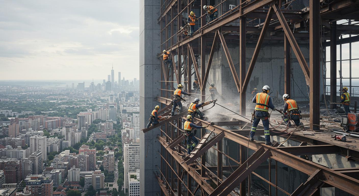 Демонтаж металлоконструкций на высотных зданиях Демонтаж металлоконструкций на высотных зданиях