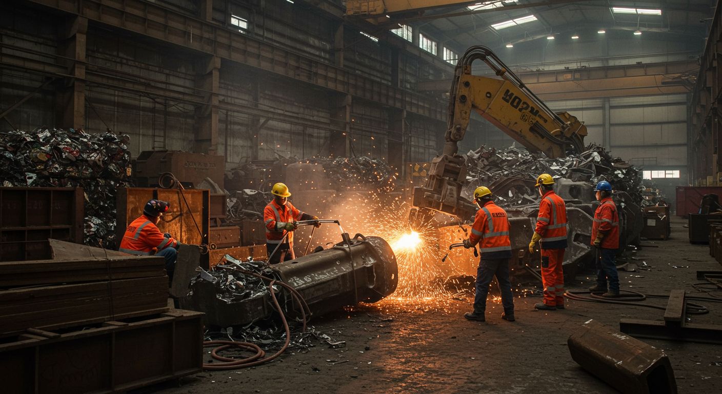 Демонтаж тяжелого металлолома на крупных предприятиях