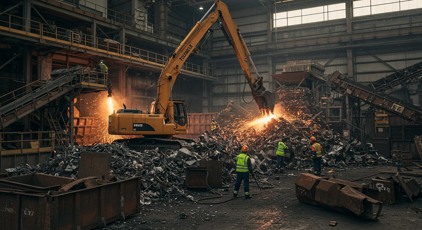 Демонтаж тяжелого металлолома на предприятии