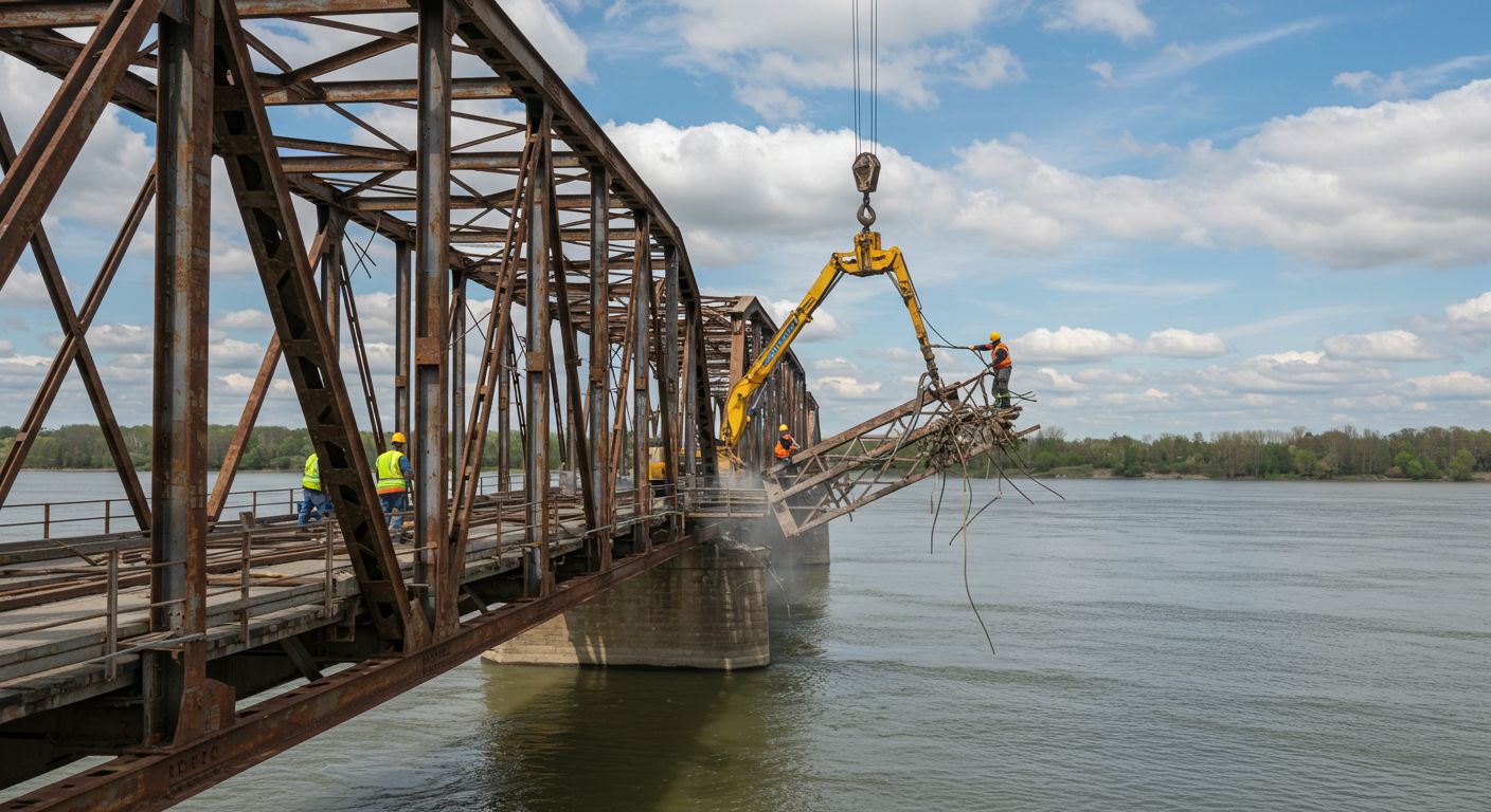 Демонтаж металлических мостовых конструкций