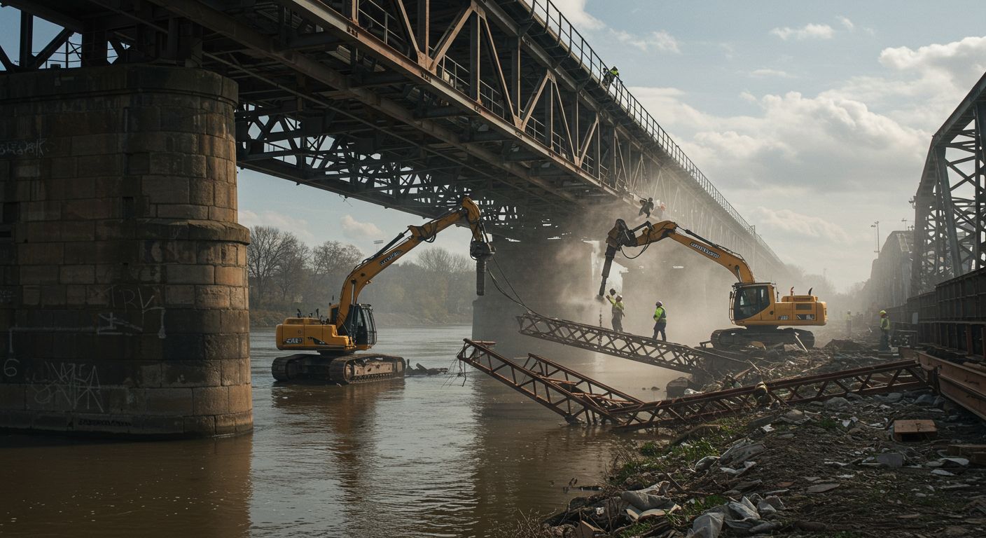Демонтаж металлических мостовых конструкций Демонтаж металлических мостовых конструкций