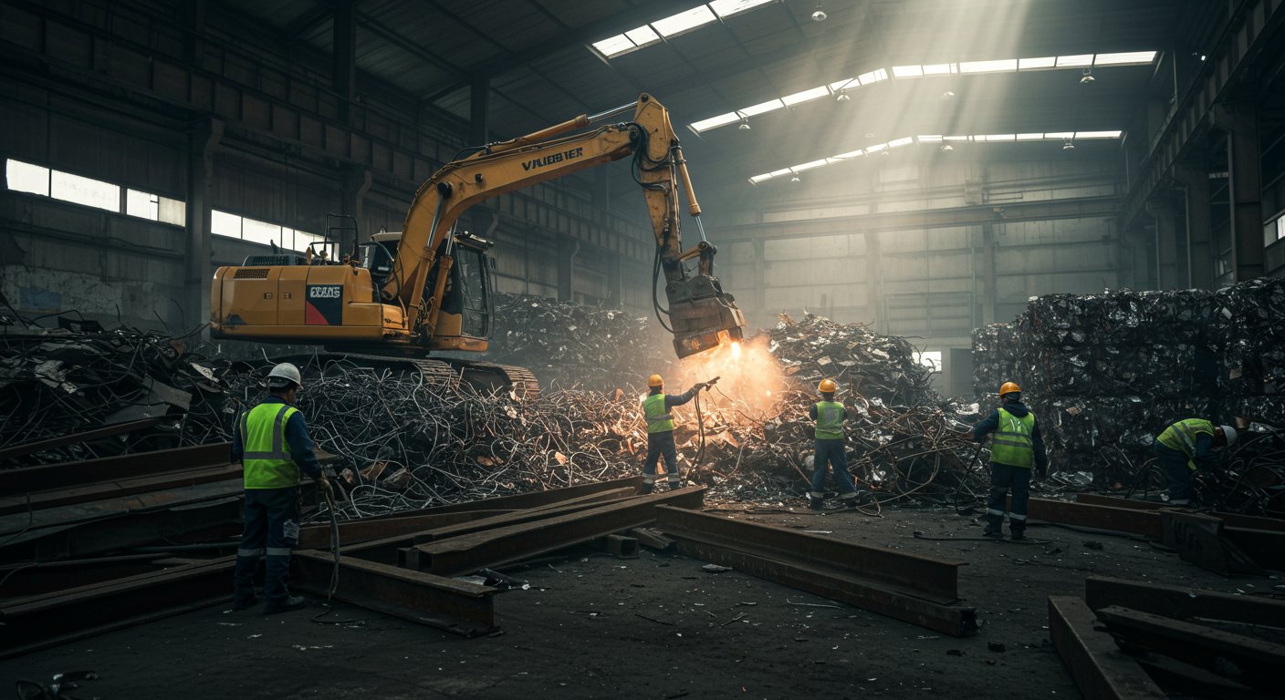 Демонтаж объемного металлолома на складе