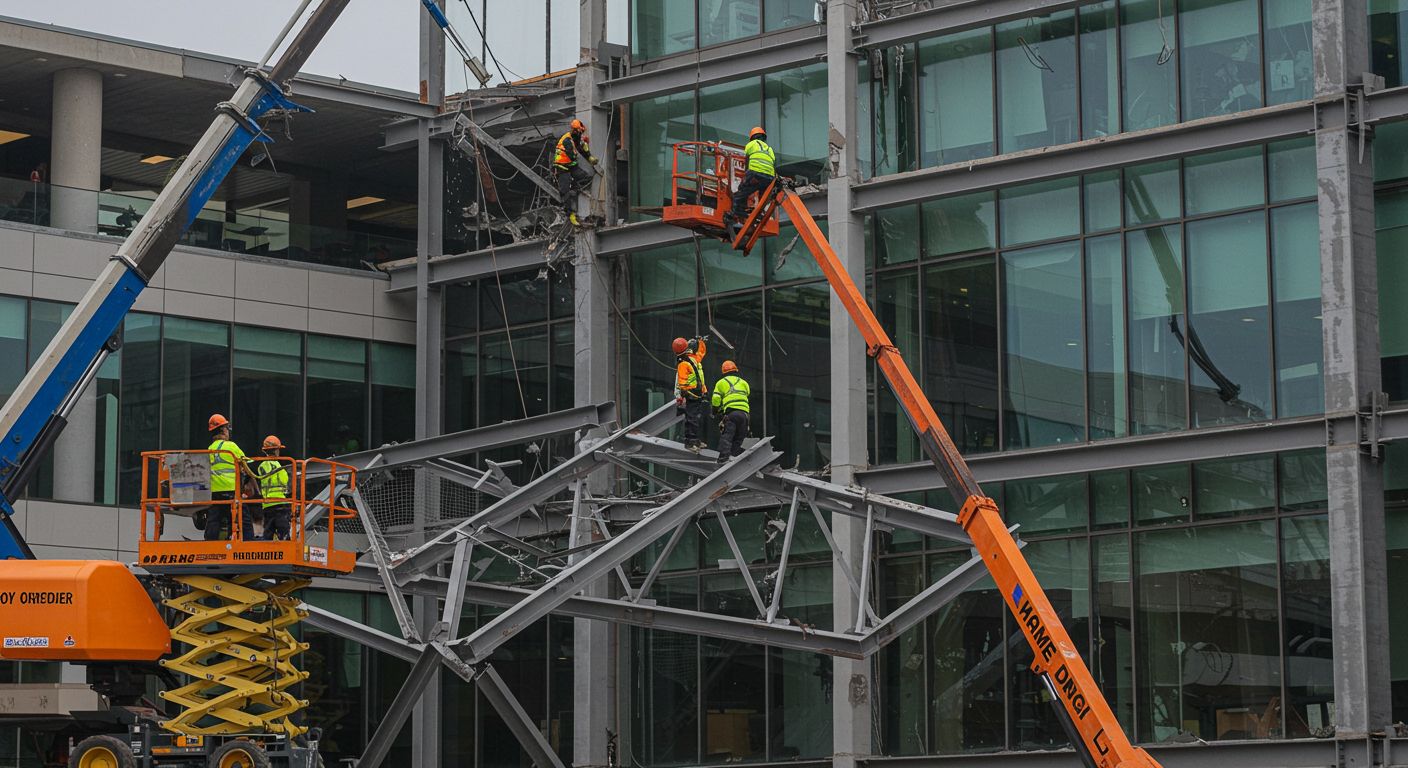 Вывоз металлических конструкций с офисных зданий Вывоз металлических конструкций с офисных зданий