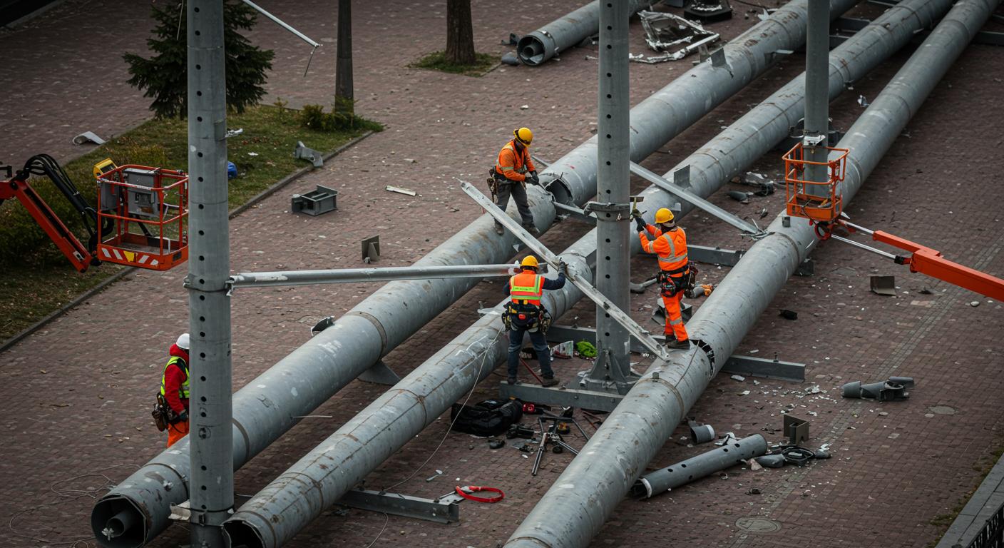 Демонтаж металлических опор освещения Демонтаж металлических опор освещения