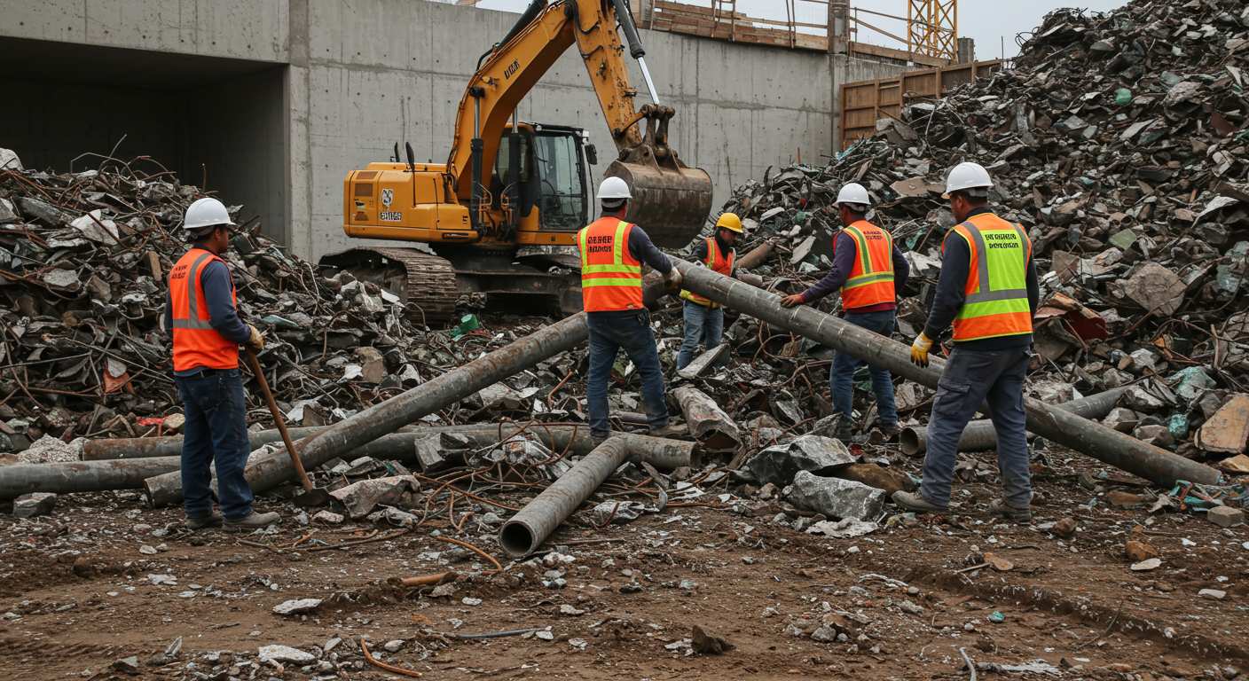 Вывоз металлических труб с строительной площадки