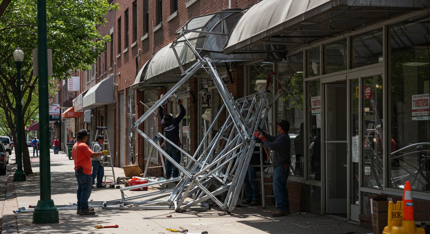 Демонтаж металлических козырьков и навесов