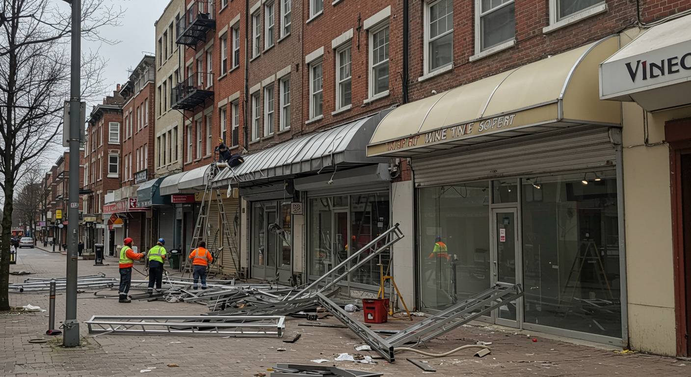 Демонтаж металлических козырьков и навесов Демонтаж металлических козырьков и навесов