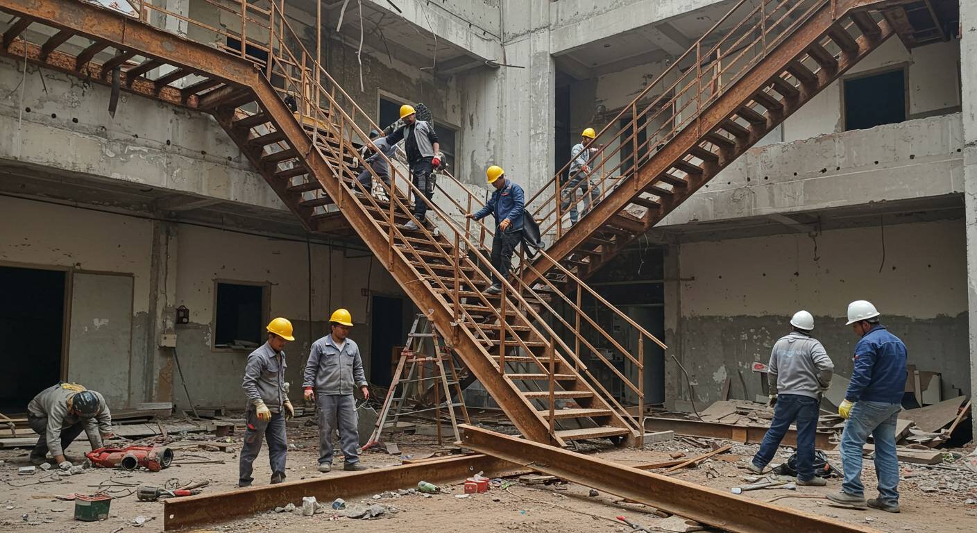 Демонтаж металлических лестничных маршей