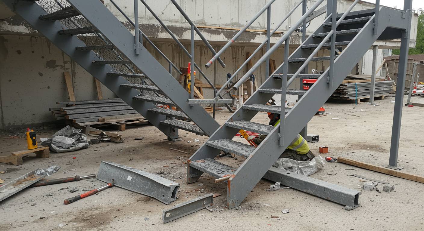 Демонтаж металлических лестничных маршей Демонтаж металлических лестничных маршей