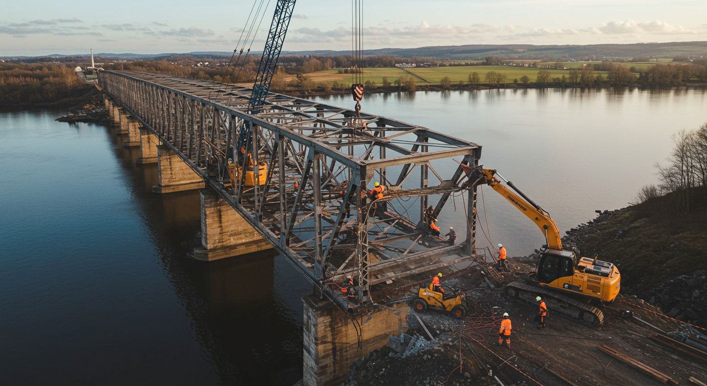 Демонтаж старых металлических мостов
