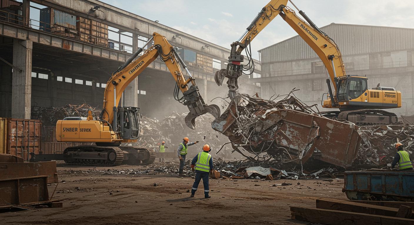 Демонтаж первичного металлолома на промышленной площадке
