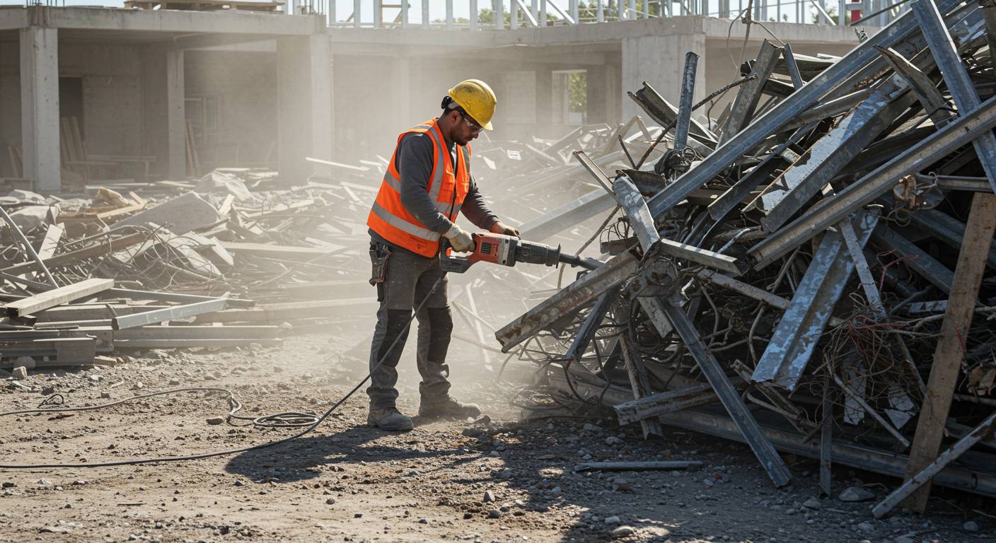 Демонтаж оцинкованного металлолома на строительных объектах