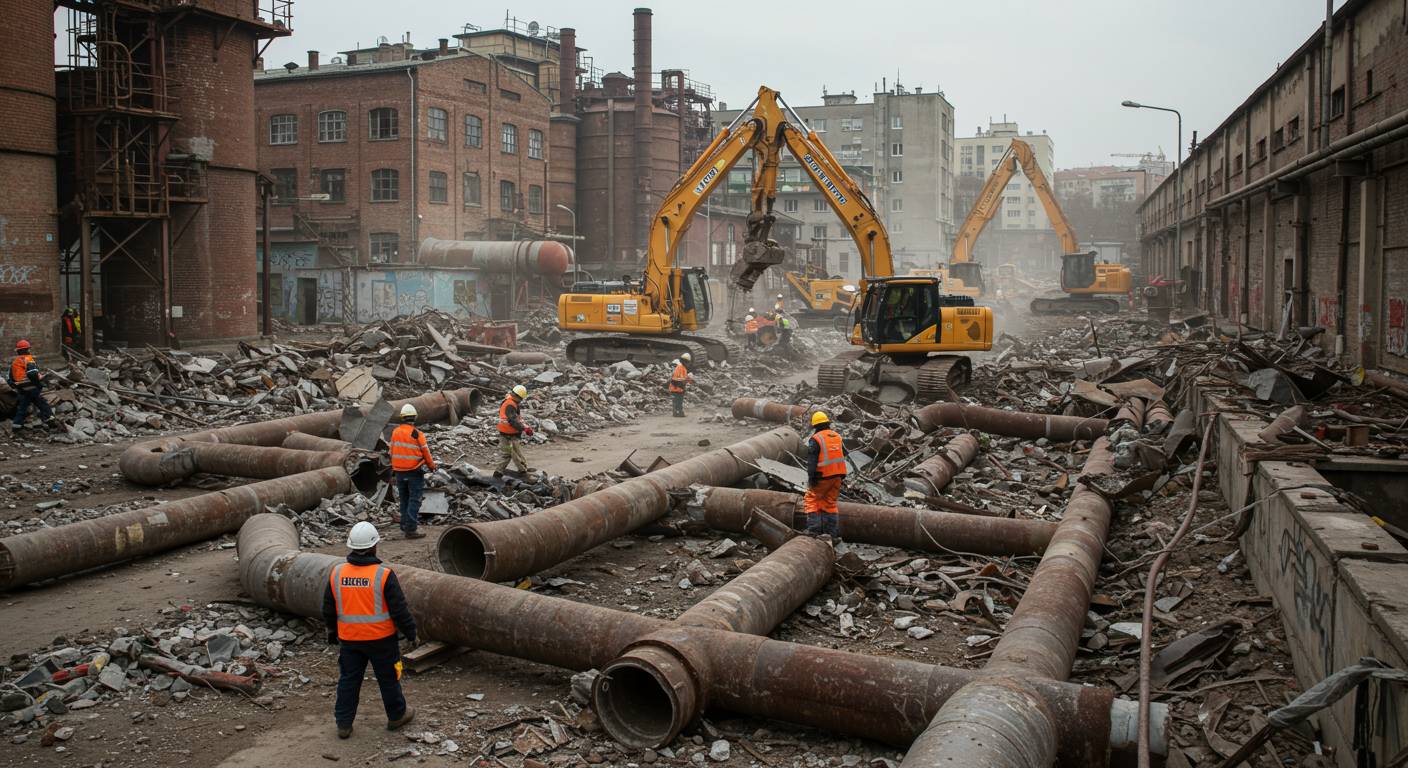 Снос старых трубопроводных сетей в городских и промышленных зонах