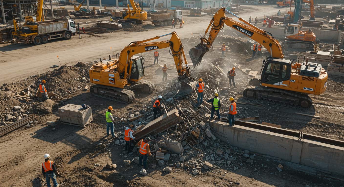 Разборка металлоконструкций на стройплощадках